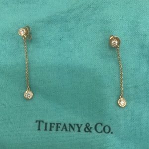 Tiffany long drop diamond earrings Elsa perretti gold and diamonds by the yard